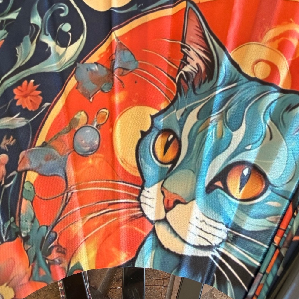 Colorful Cat Art Fan - Picture 5 of 5